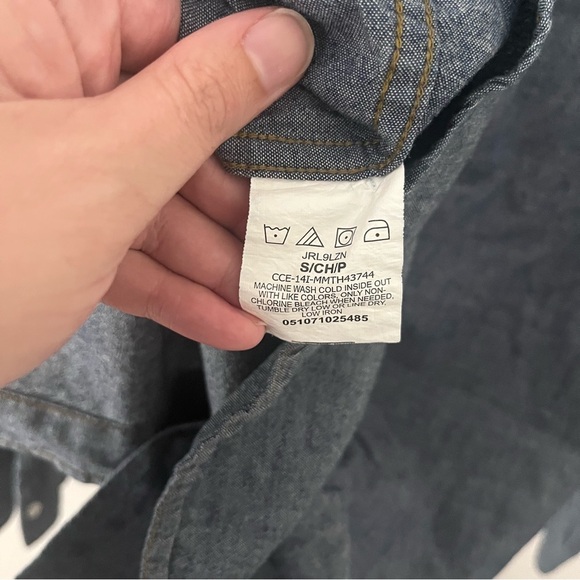 Wrangler Jeans Co. Red Denim Chambray Long Sleeve Button Down Snap Men’s Small - Picture 9 of 10